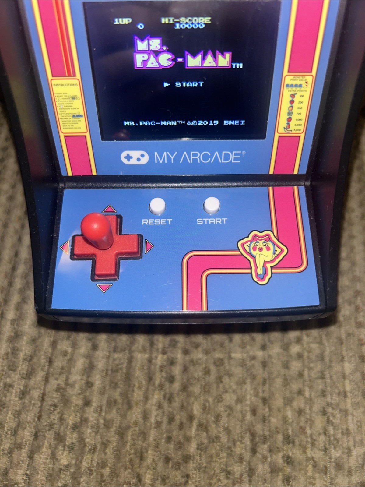 Ms. Pac-Man My Arcade 7” Mini Arcade Machine Video Game Bandai Namco – Working
