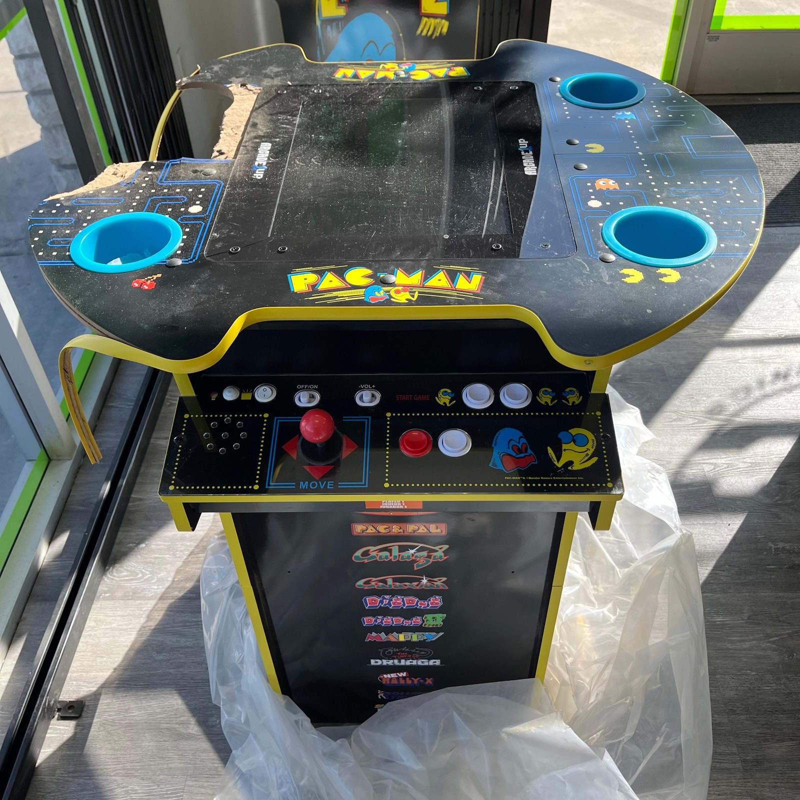 Arcade1Up PAC-MAN Pub Table Arcade Machine 12 Games, Light-Up Deck & Cup Hol