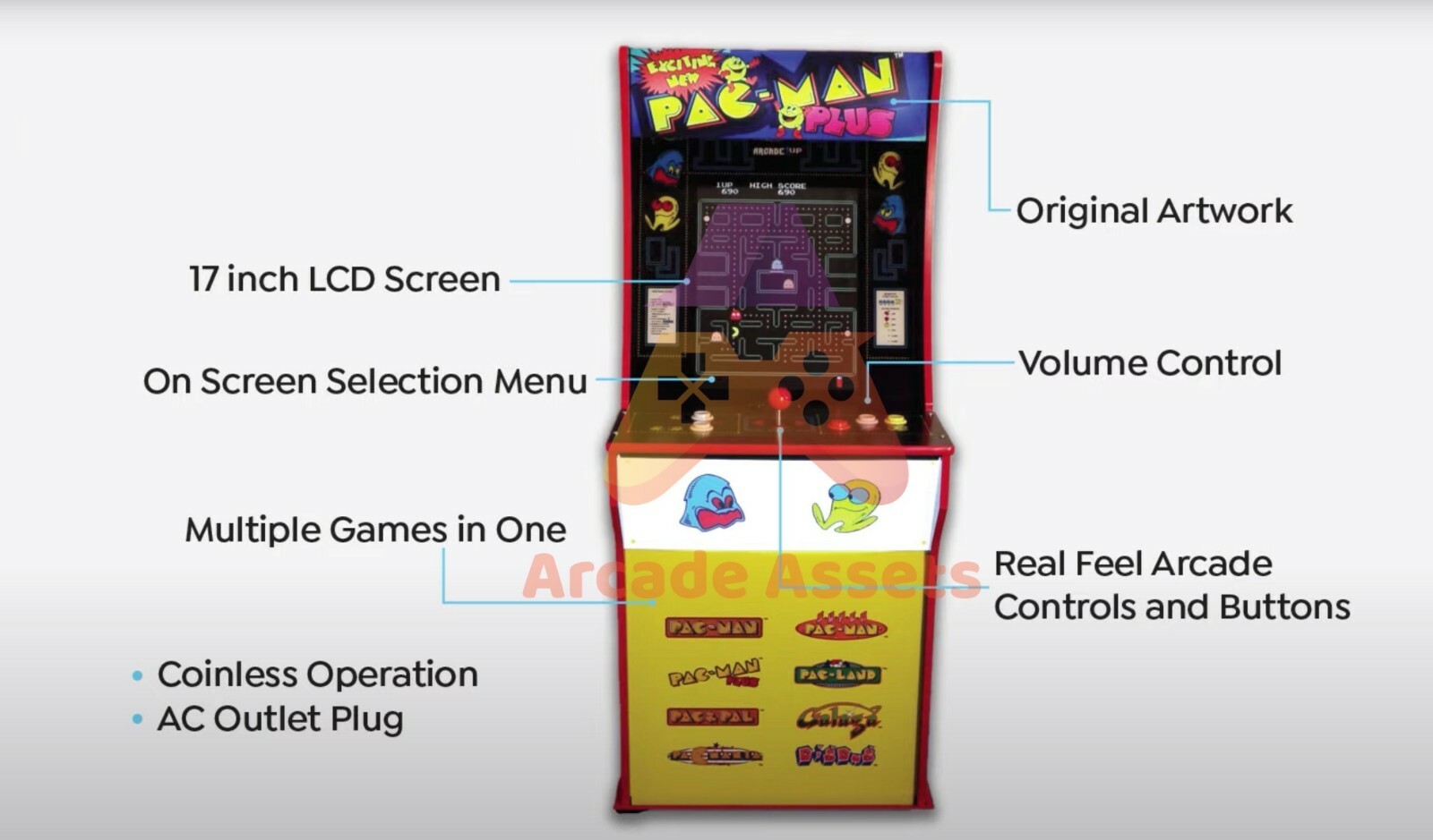 NEW Arcade1Up 8 in 1 Pac-Man Plus Arcade Machine + Riser, Galaga Dig Dug & More