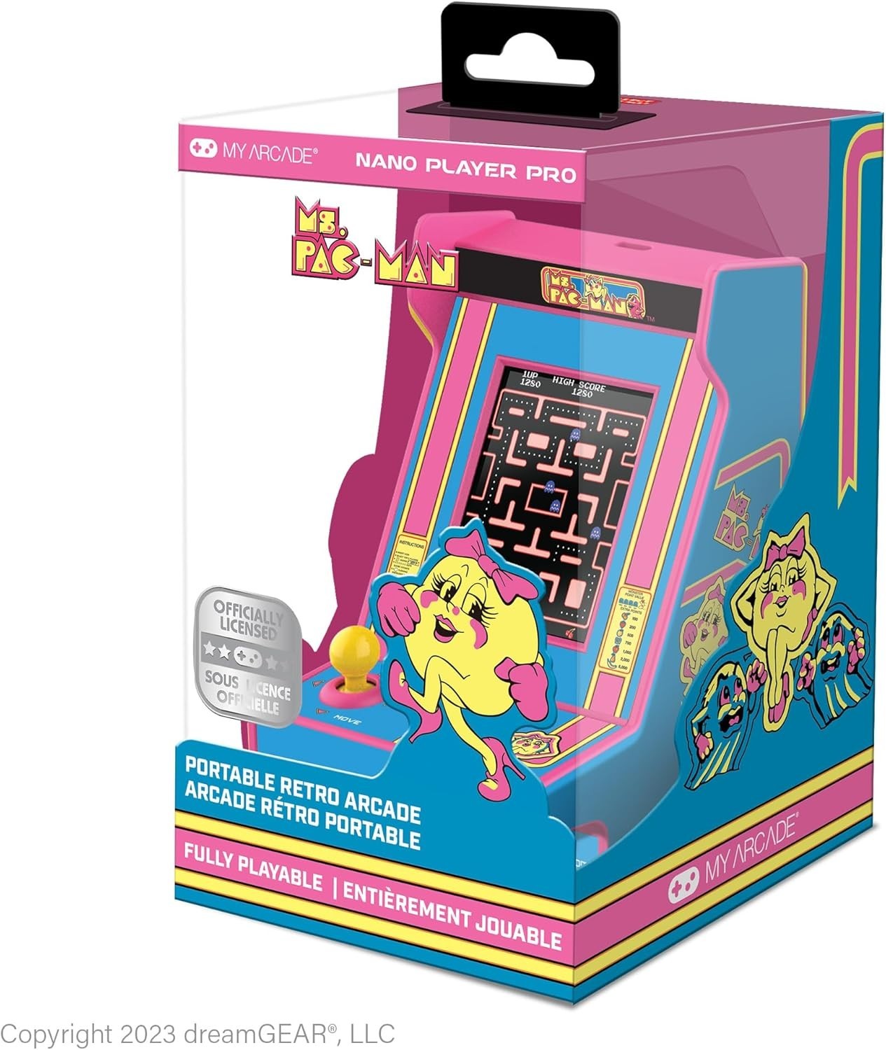 Ms Pac Man Mini Arcade Player 4.8 Inches Portable Retro Game for Kids Adults