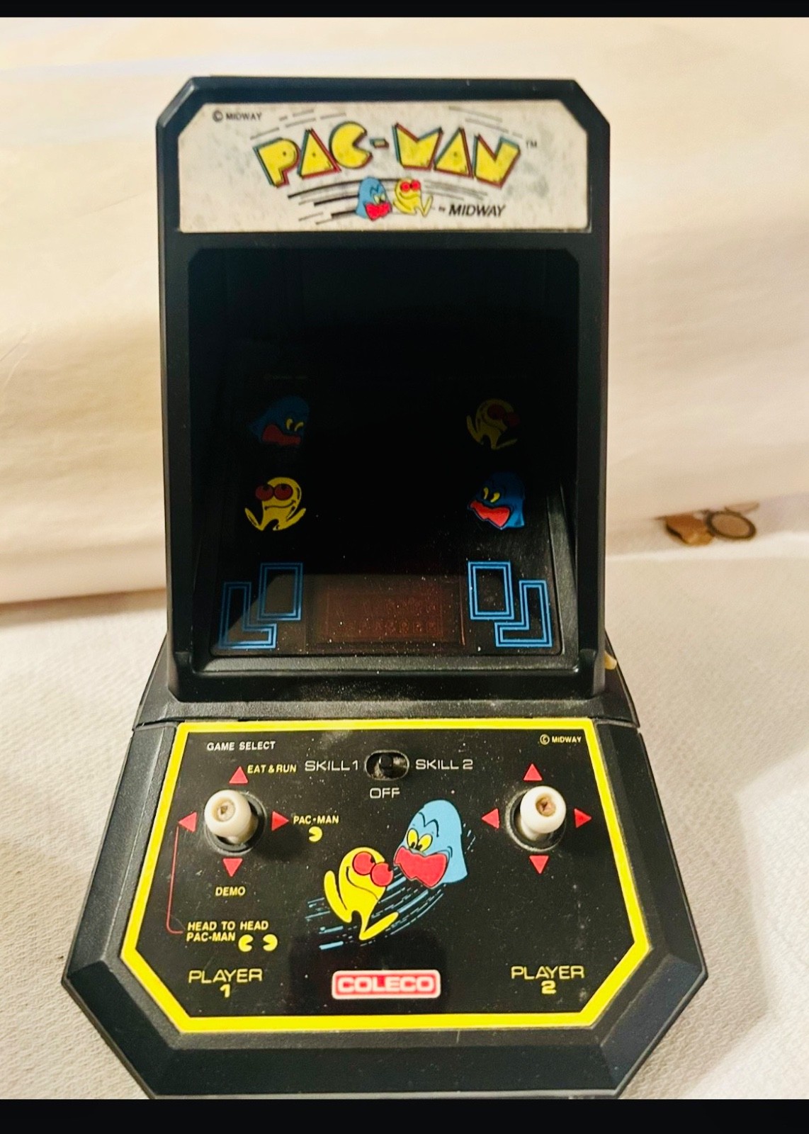 VINTAGE 1981 COLECO MIDWAY PAC MAN TABLE TOP MINI VIDEO ARCADE GAME TESTED WORKS