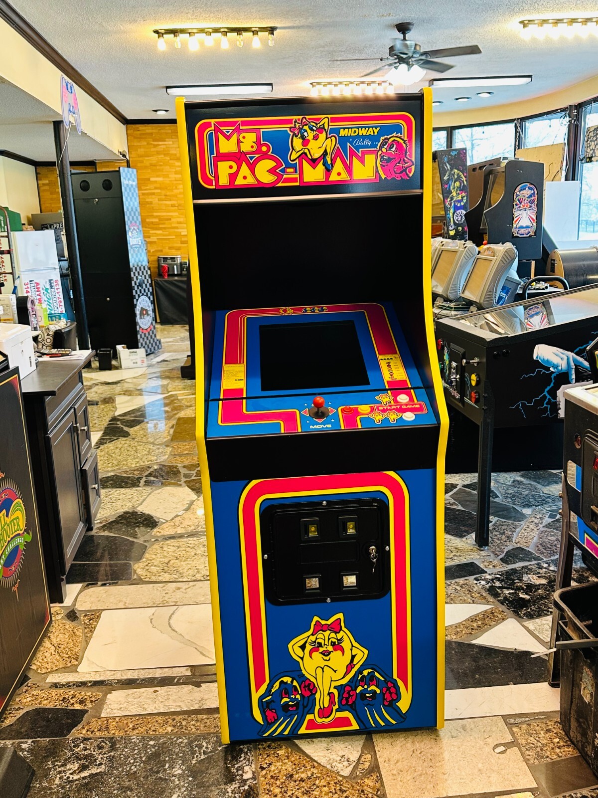 Ms Pacman Arcade Game, Lots Of New Parts,Free shipping