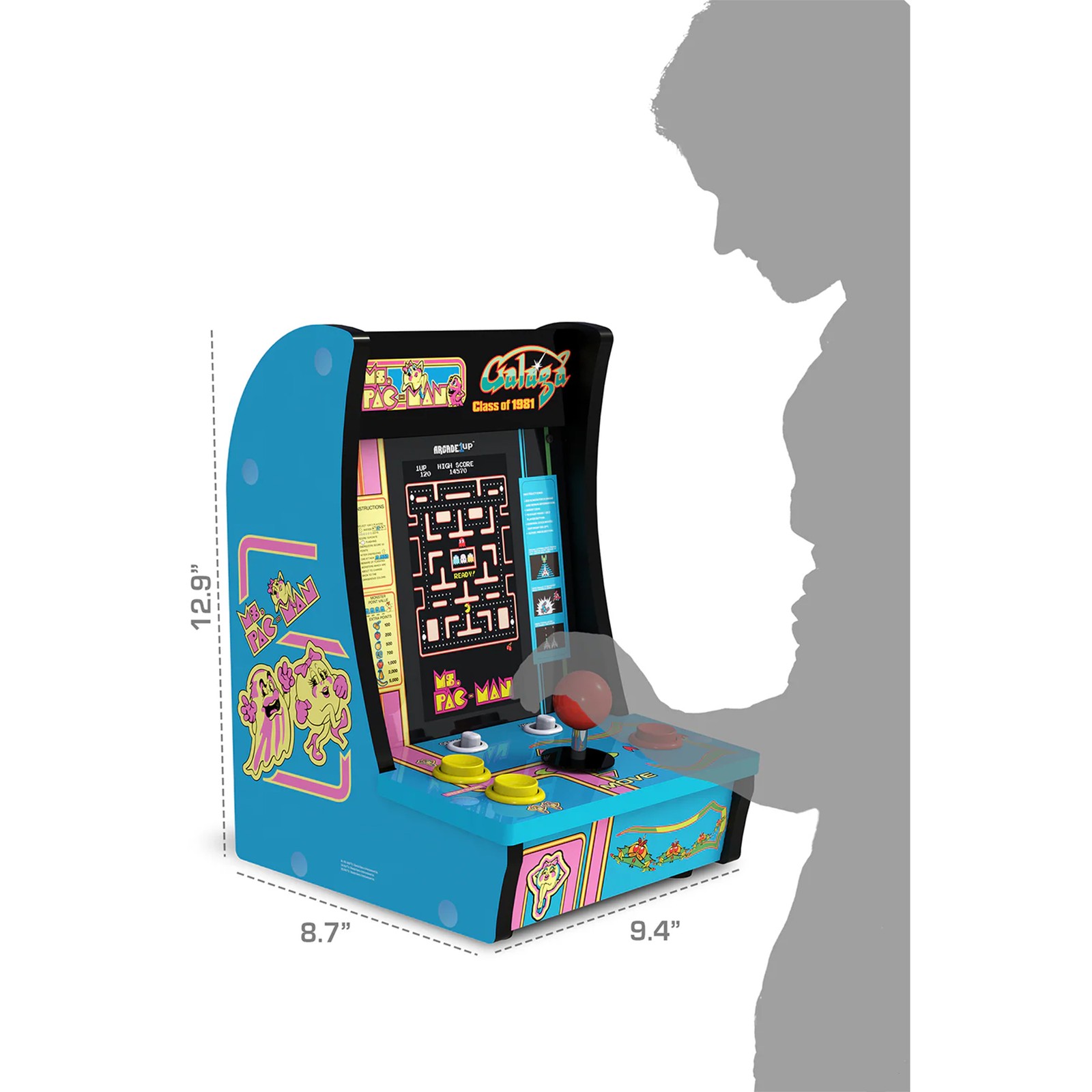 Arcade1Up Ms. Pac-Man Class of ’81 Countercade Arcade Machine with 3 Retro Games
