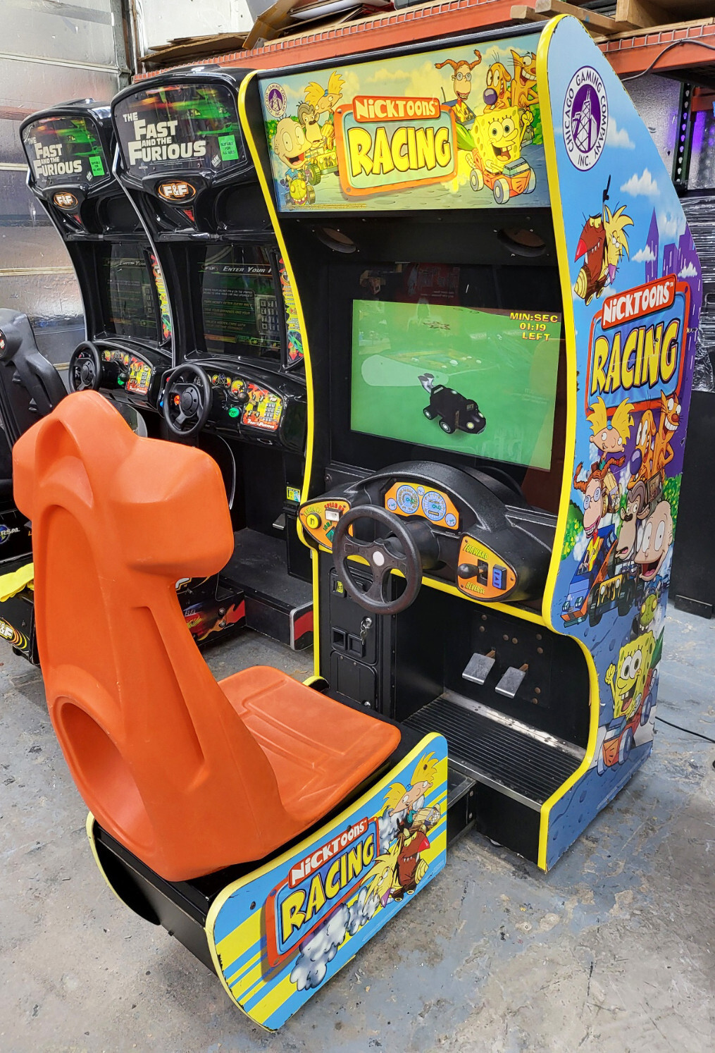 Nickelodeon Nicktoons Racing Arcade Sit Down Driving Racing Arcade 27″ LCD (#1)