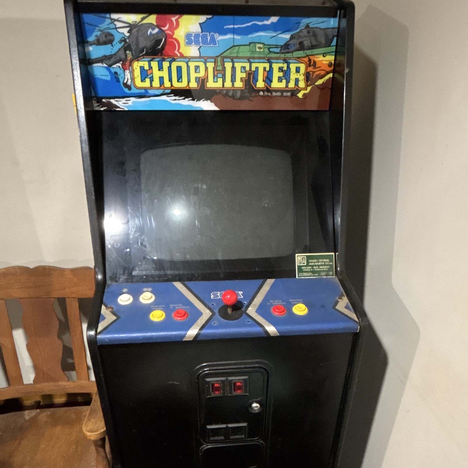SEGA Choplifter Upright Video Arcade Machine Cabinet Game