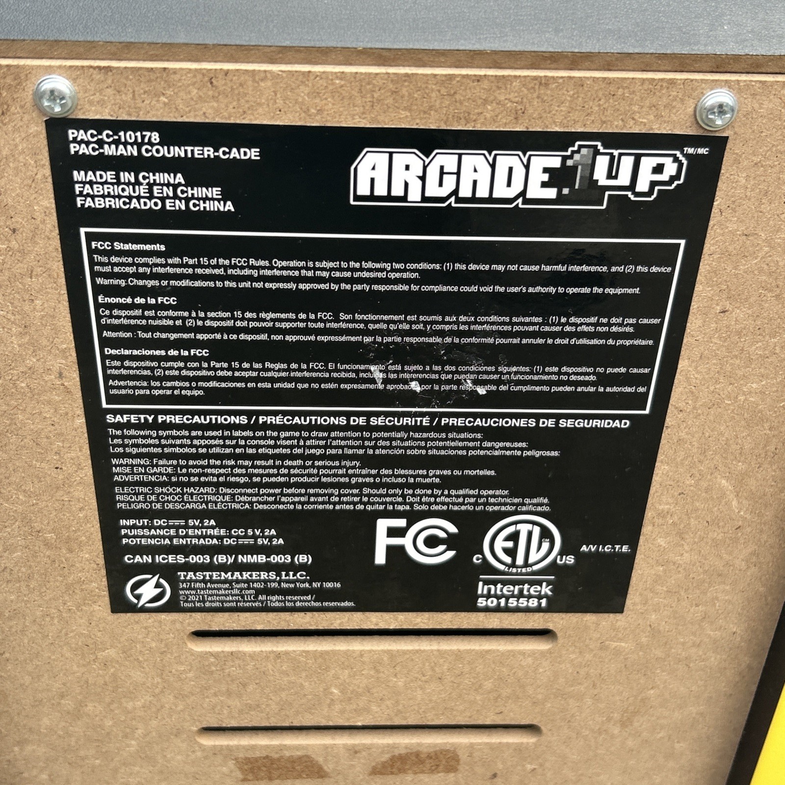 Arcade1Up Pac-Man Countercade Machine, Power Cord