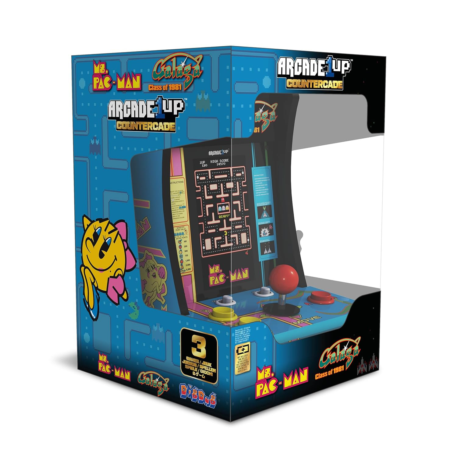 Class of ‘81 Ms. Pac-Man/Galaga Countercade – 3 Classic Games, Retro Game Consol