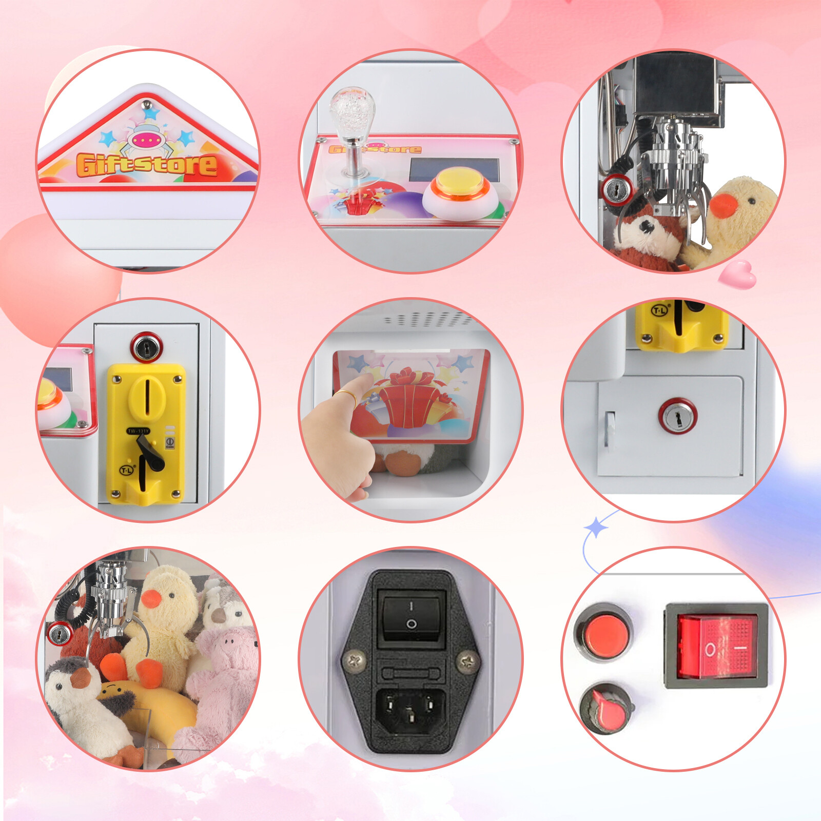 Mini Metal Case Player Claw Crane Machine 110V Candy Toy Grabber Catcher Upgrade