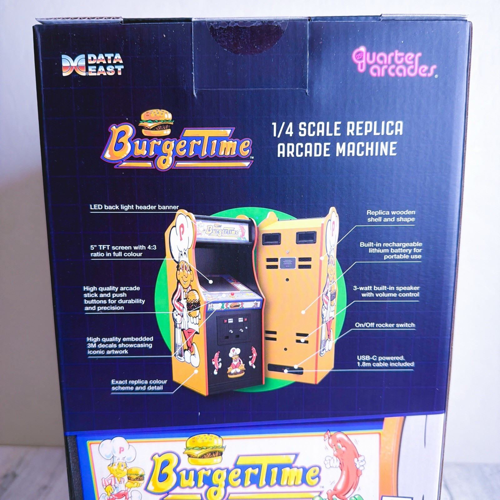 Burger Time Quarter Arcades 1/4 Scale Wooden Replica (New In Box) Original ROM
