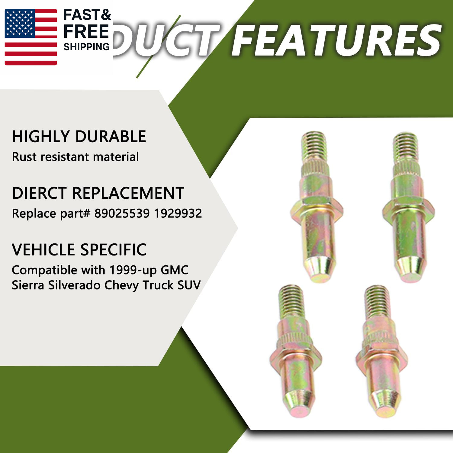 Door Hinge Pin and Bushing Repair Kits Compatible with Chevy GMC 1999-2007 Chev