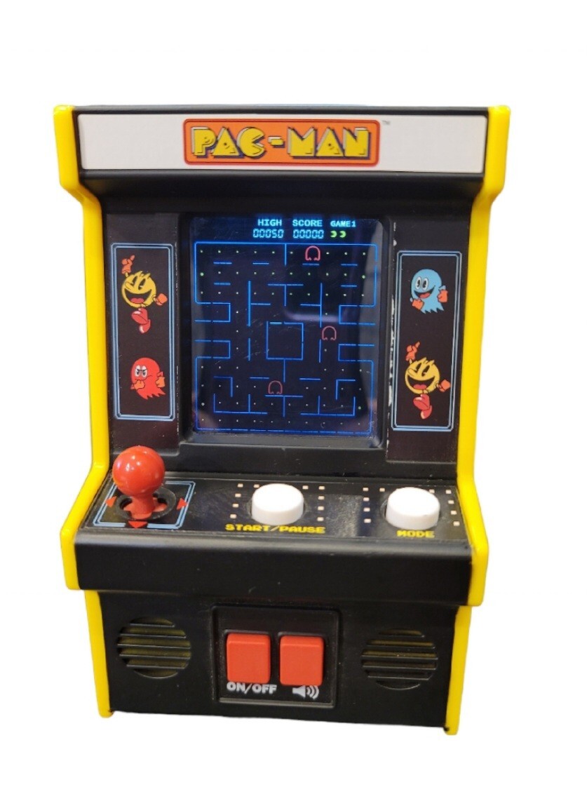 PAC-MAN Handheld MINI Arcade Game BANDAI Namco 5 5/8 Inches ~ Tested & Works
