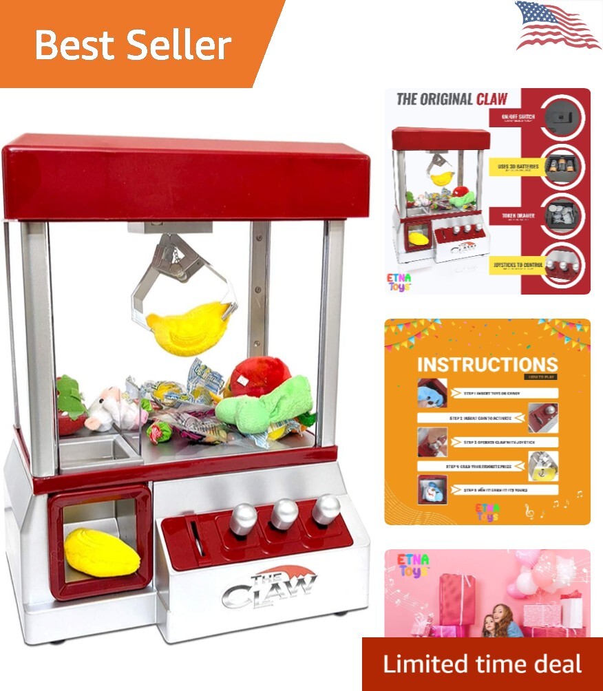 Etna Arcade Claw Machine – Endless Fun, Music, Perfect for Parties – 8×7.7×4