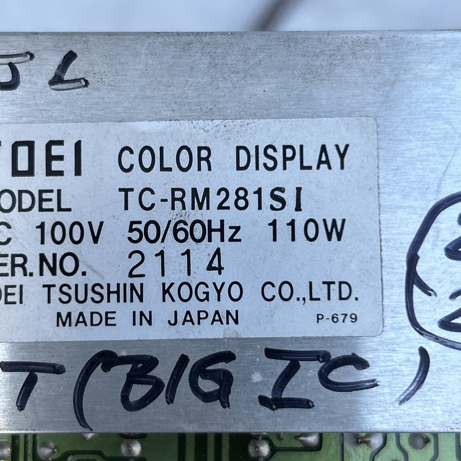 Untested Toei Tc-rm281 Arcade Pcb Board Game Monitor Chassis If17
