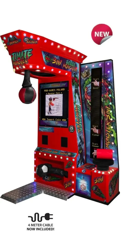 Pro Games Monster 3in1 Boxing Machine Arcade Game – Monster 3-1 Boxer in White