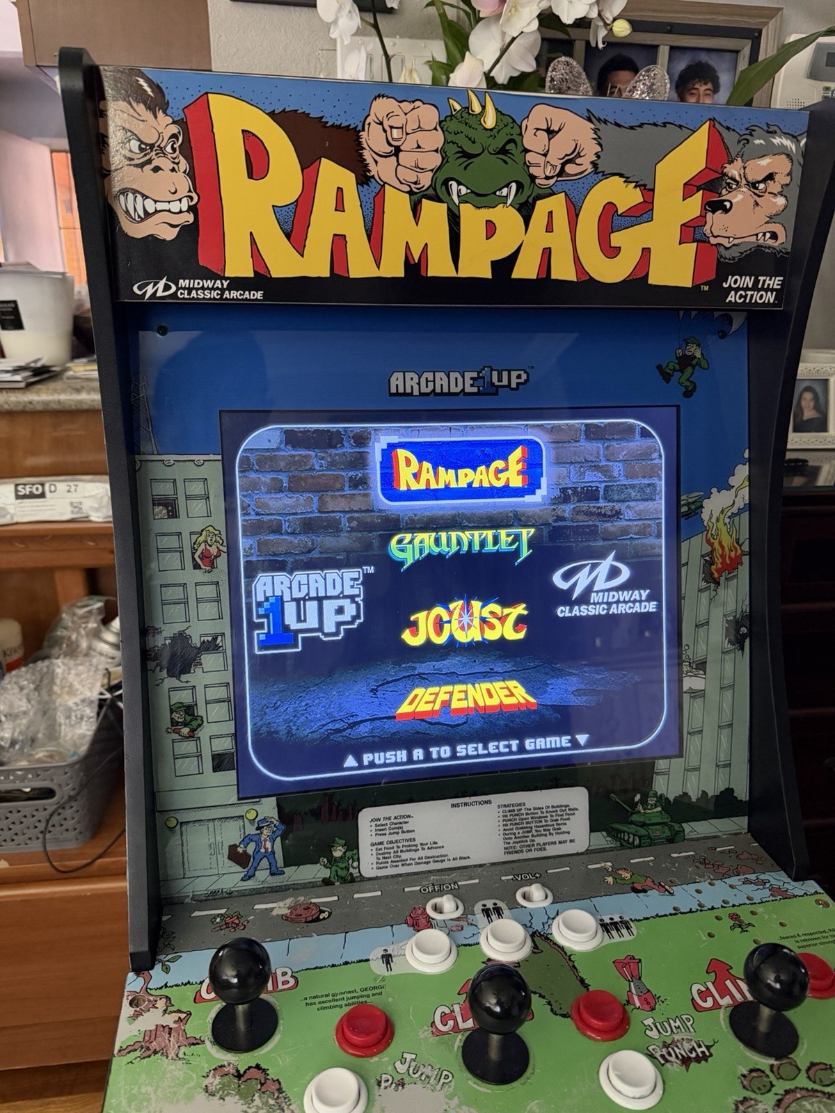 Arcade1up Midway Classic Arcade Machine Rampage Gauntlet Joust Defender
