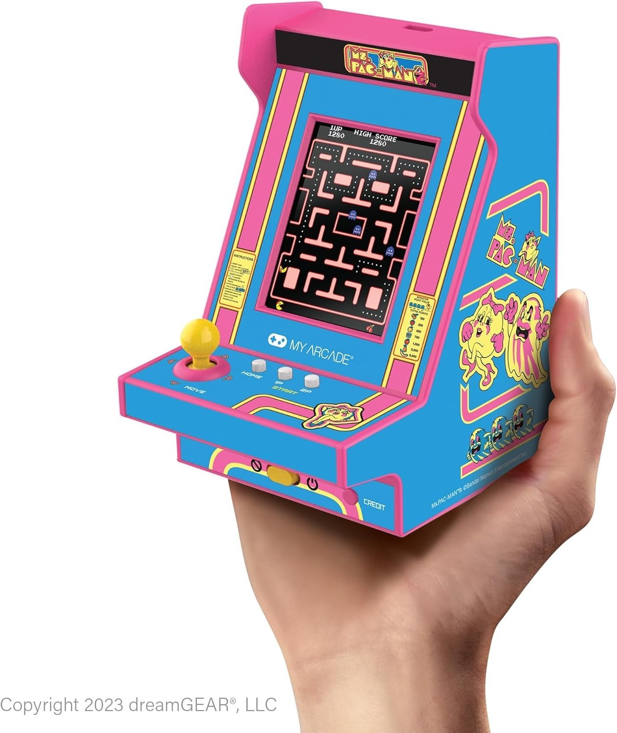Ms Pac Man Mini Arcade Player 4.8 Inches Portable Retro Game for Kids Adults