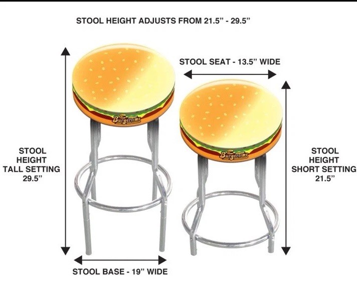Burger Time 21.5″ to 29.5″ Adjustable Arcade Stool, Arcade1Up