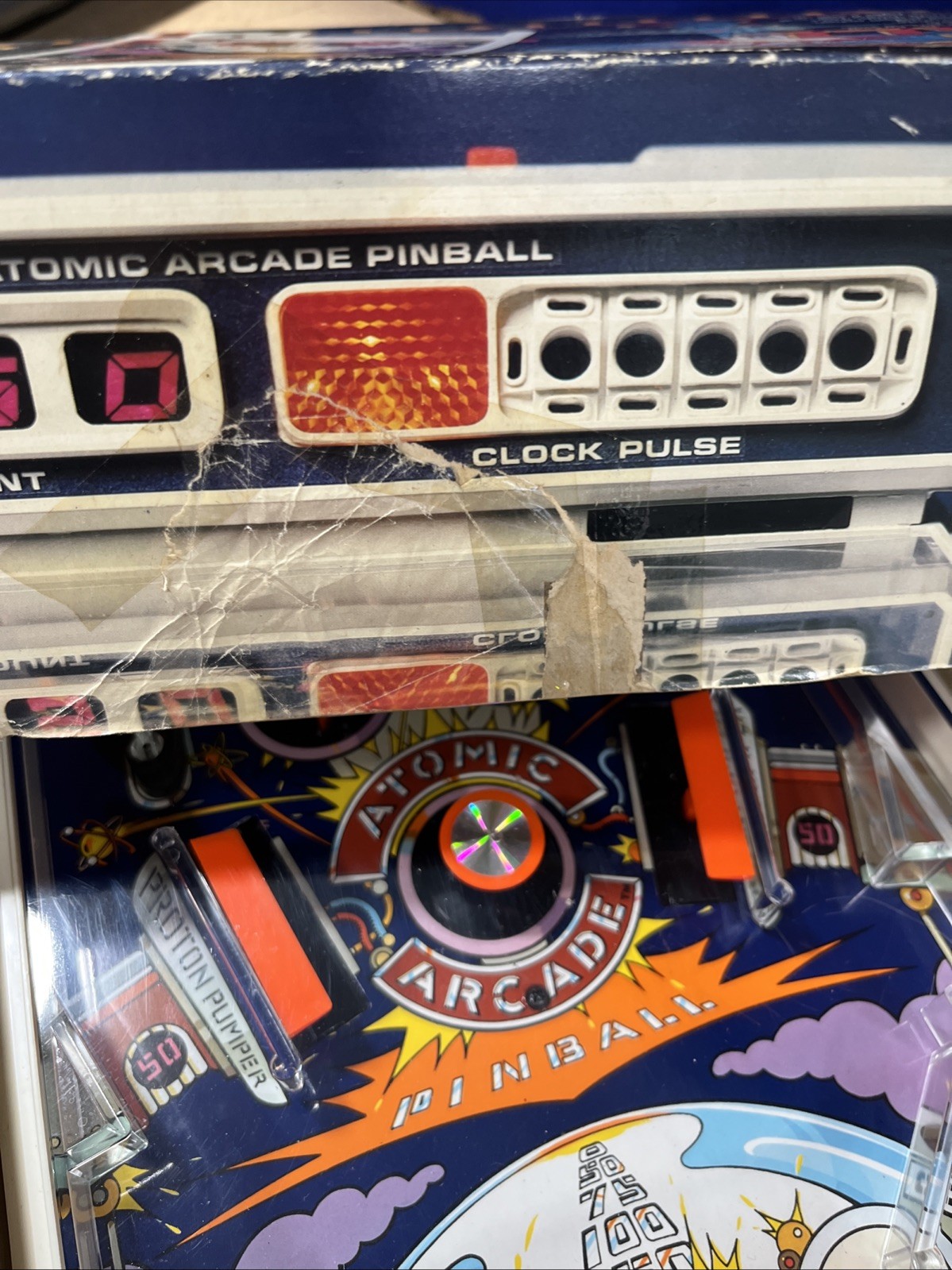 1979 Atomic Arcade Pin Ball Machine With Original Box LIGHTS UP MAKES SOUNDS
