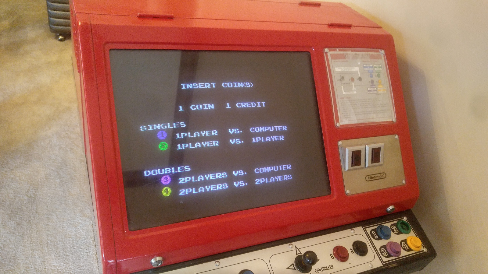 Nintendo Vs Tennis Vintage Red Tent Arcade Console