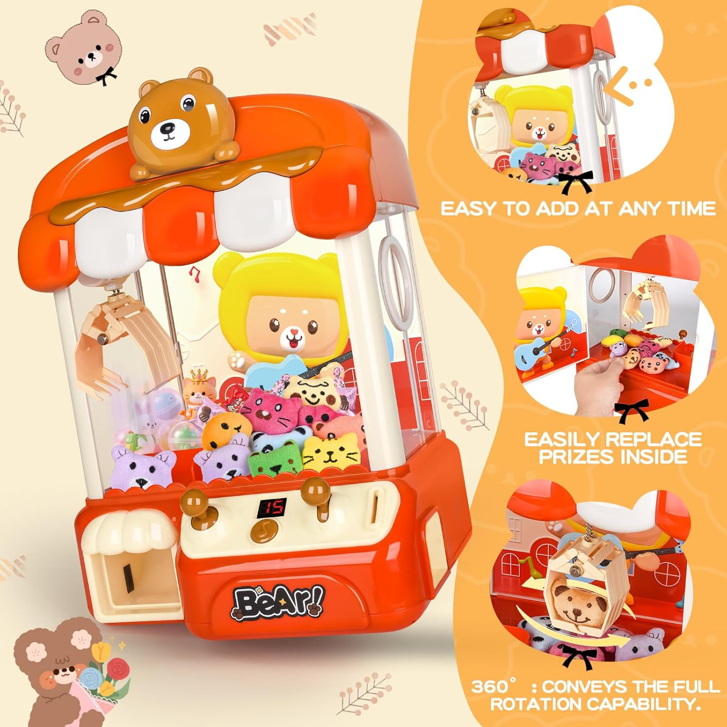 Large Claw Machine for Kids with Toys Inside,Arcade Size Toys for 3 4 5 6 7 8 Ye
