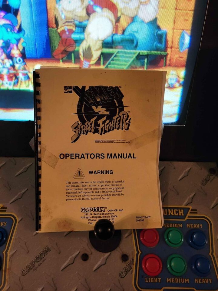 1996 Capcom X-Men vs Street Fighter Arcade Machine with Operating Manual