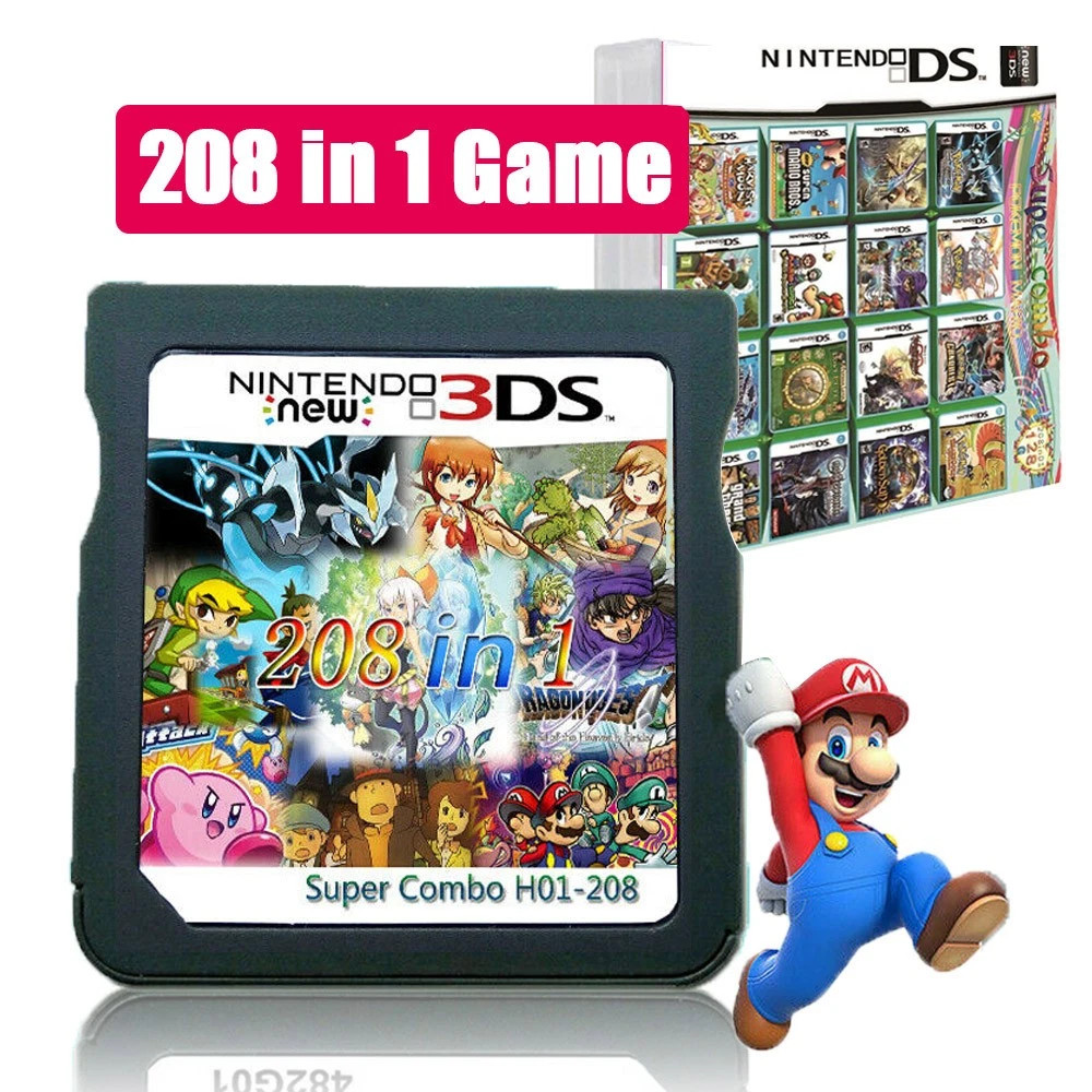 DS Game Super Combo 208 in 1 Game Cartridge for DS 2DS 3DS NDS DSI NDSI XL Lite