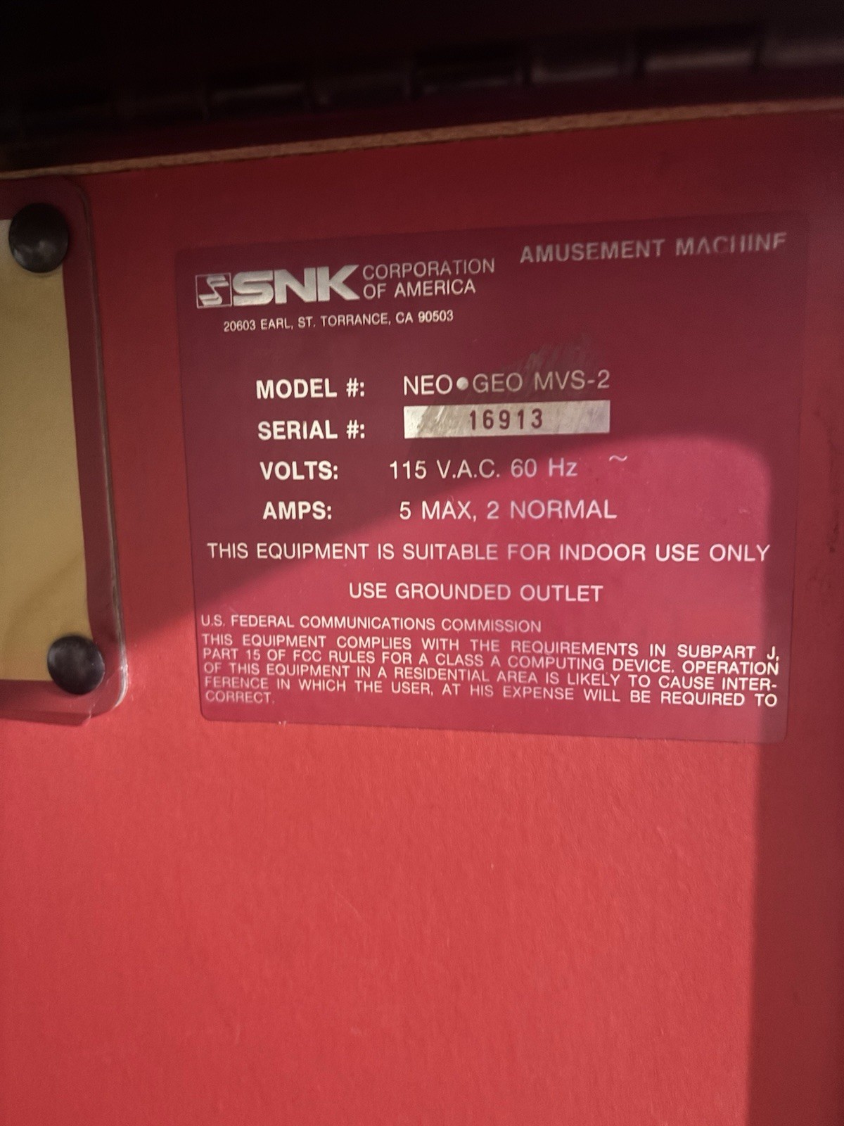 SNK Neo Geo MVS-2 Arcade Machine Multigame 161 IN 1 Cartridge Manuals 1991