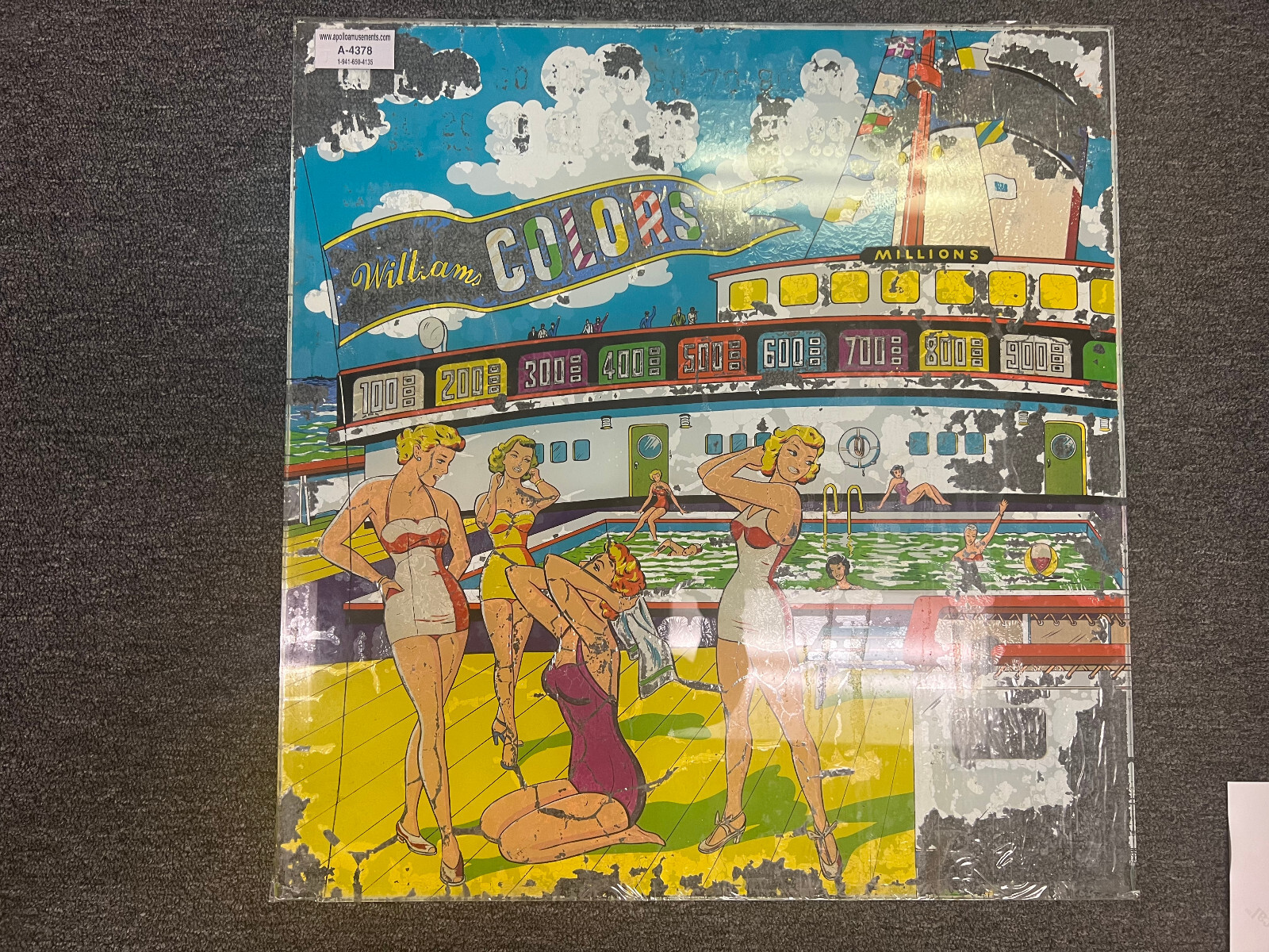COLORS Pinball BACKGLASS by WILLIAMS 1954