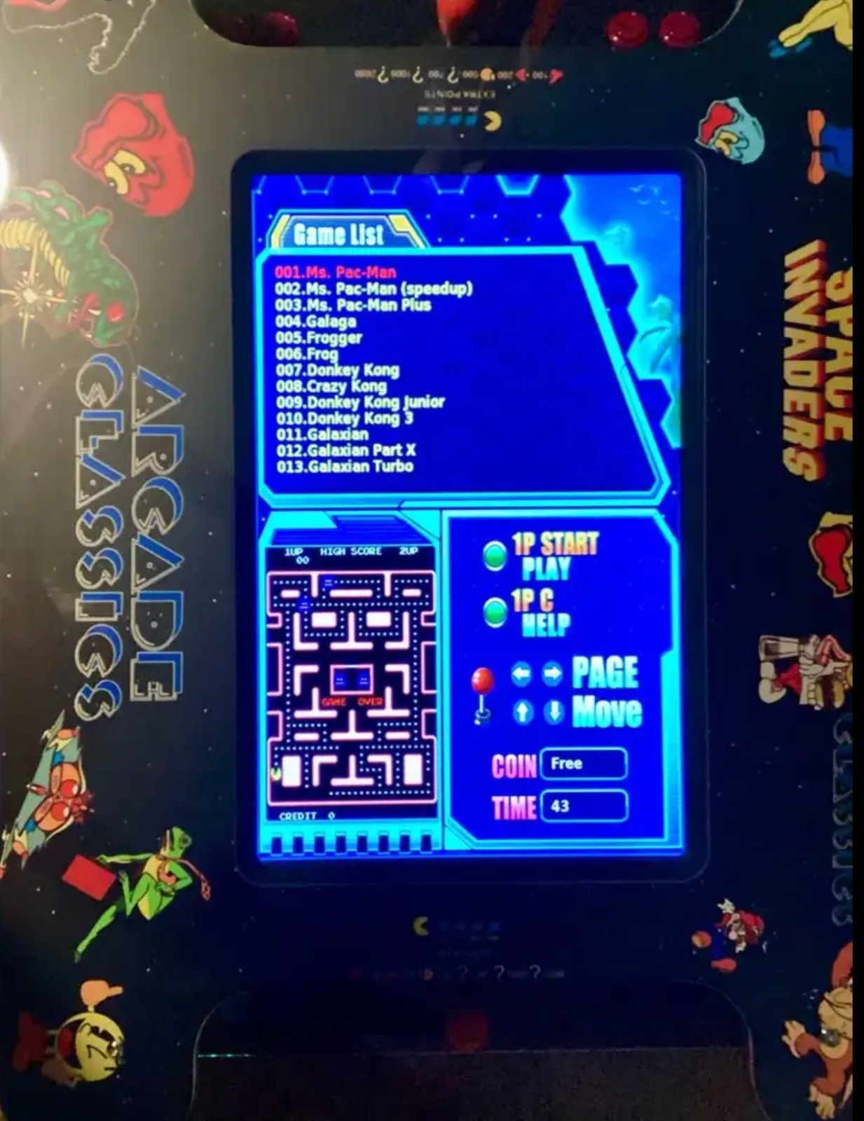 MS PAC MAN +400 VIDEO GAMES, CONSOLE W/ 2 PADDED STOOLS~EXCELLENT CONDITION!
