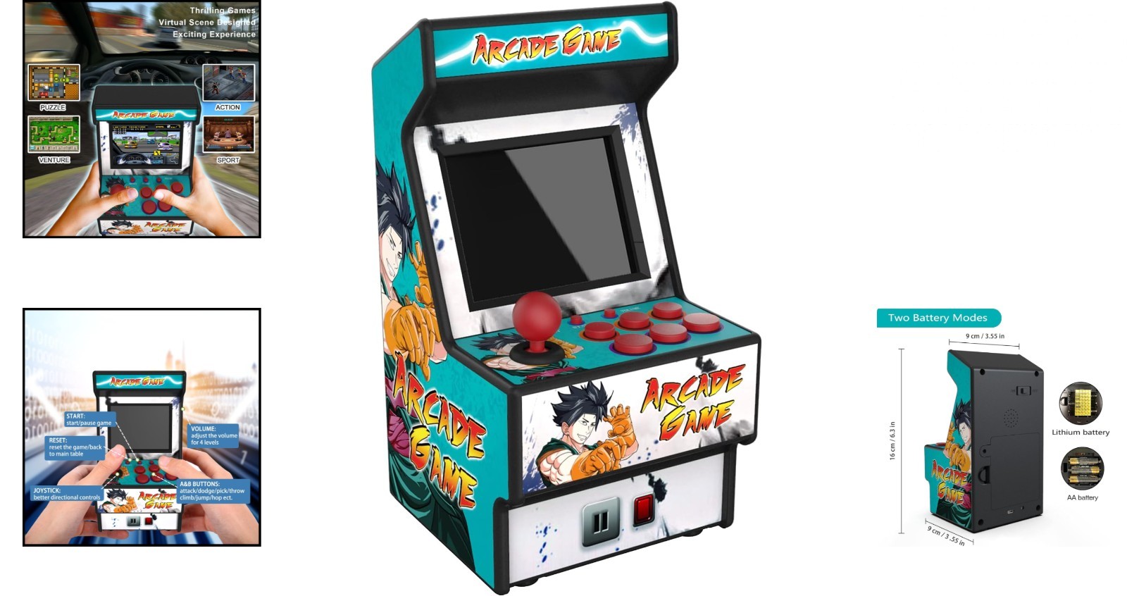 Mini Arcade Machine with 156 Classic Games and 2.8 Inch Color Display