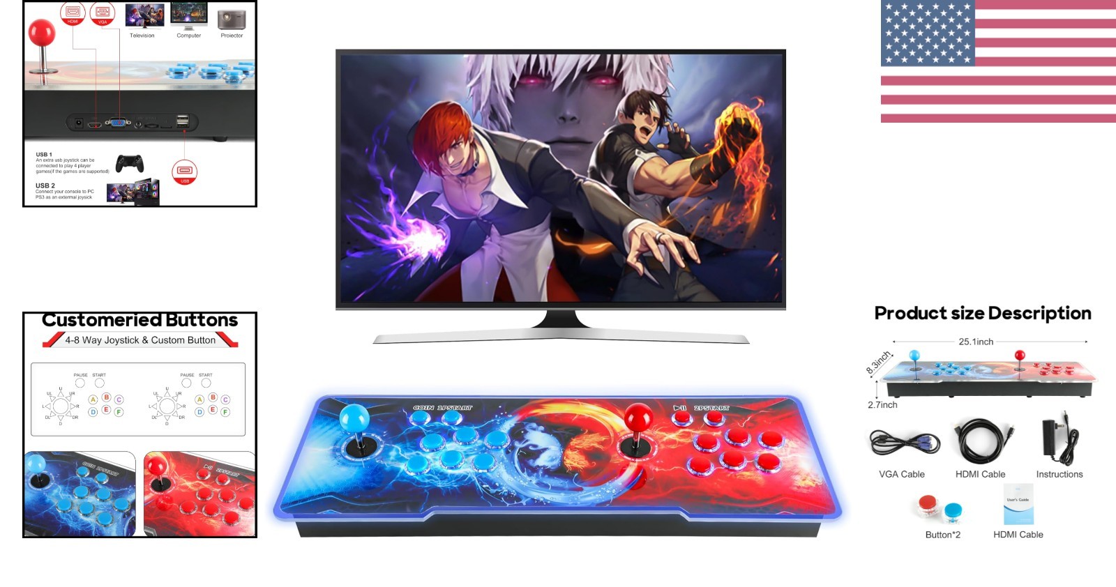 Pandoras Box Arcade Game Console 32000 Games Pre-Install,Retro Game Machine f…
