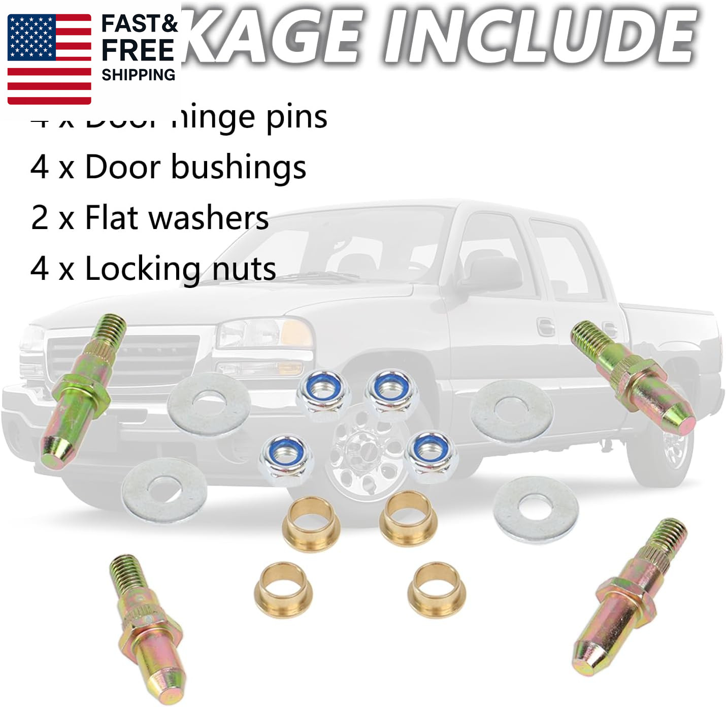 Door Hinge Pin and Bushing Repair Kits Compatible with Chevy GMC 1999-2007 Chev