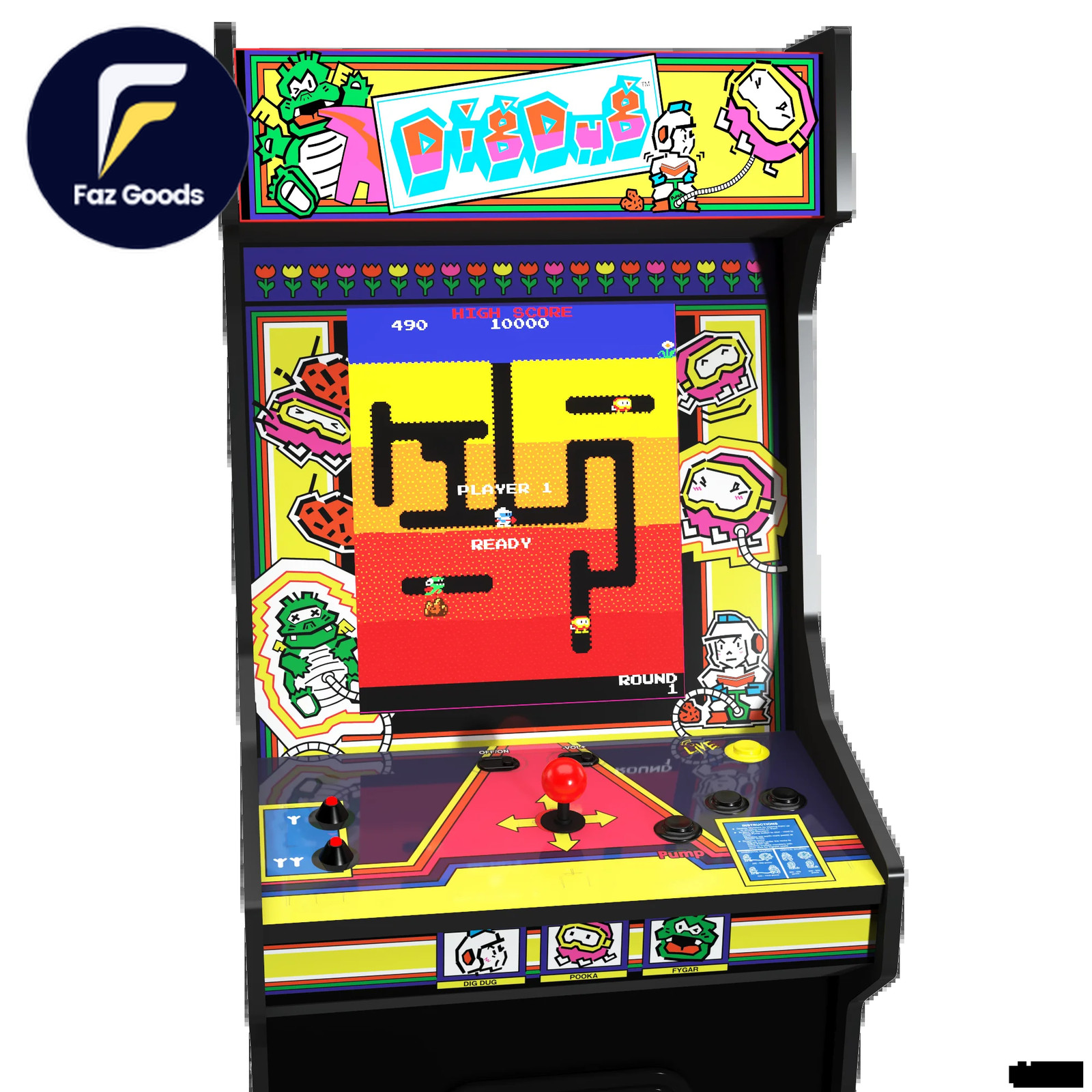 Arcade1Up Dig Dug Bandai Namco Legacy Edition Arcade with Riser and Light-Up Ma
