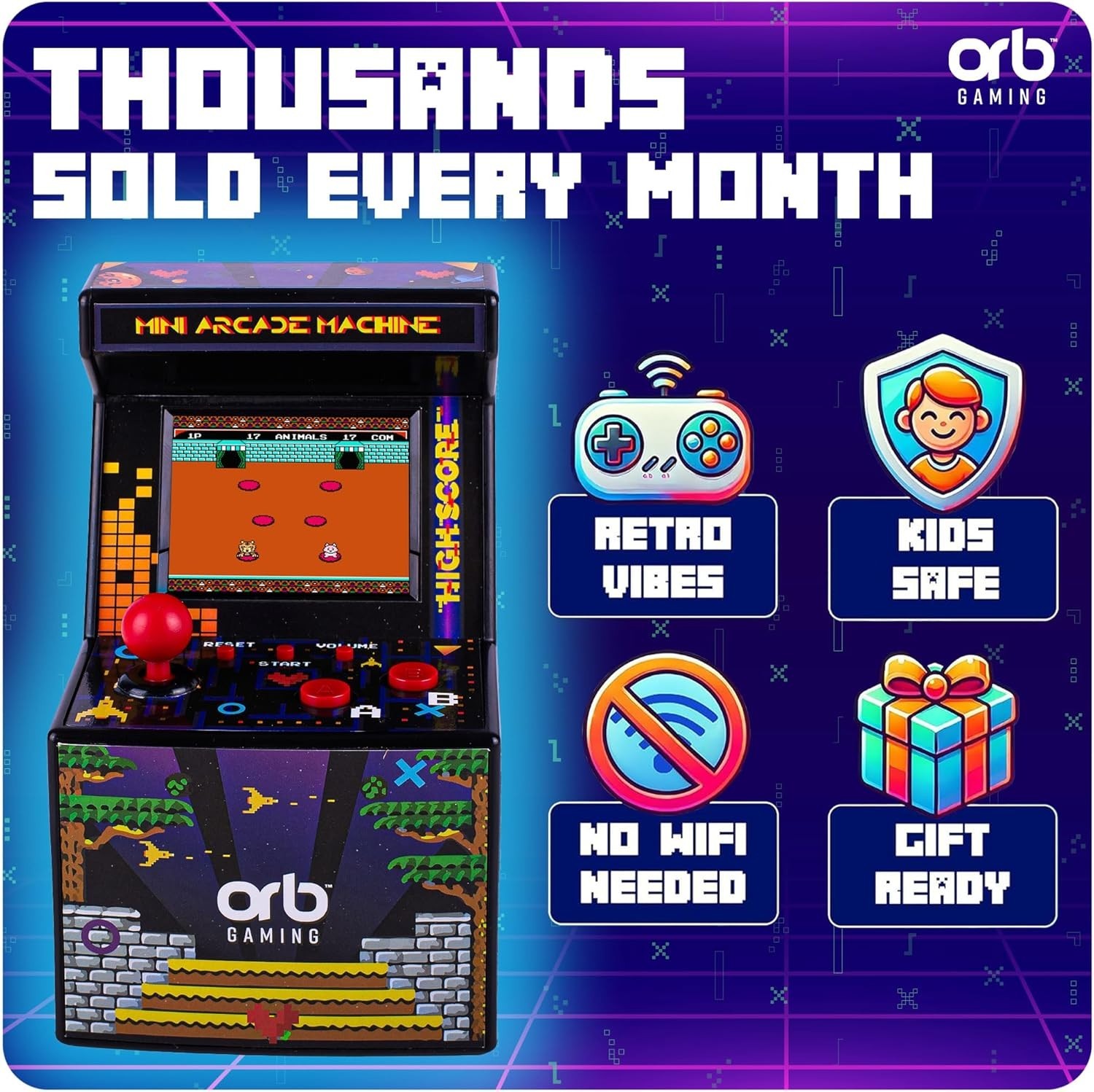 Orb – Mini Arcade Machine, 300 in-Built Games, 8-Bit Retro Arcade Games, 2.5”…