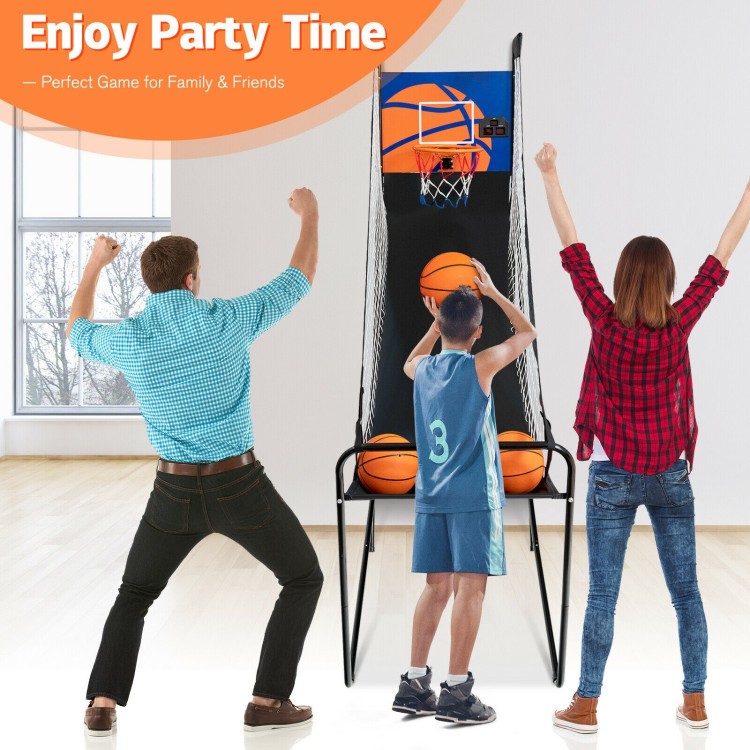 Foldable Single Shot Basketball Arcade Game with Electronic Scorer
