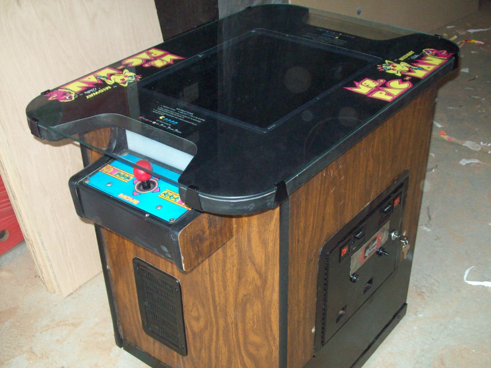 PAC-MAN or Mrs. Restored Original Cocktail Table Video Arcade Game with Warranty