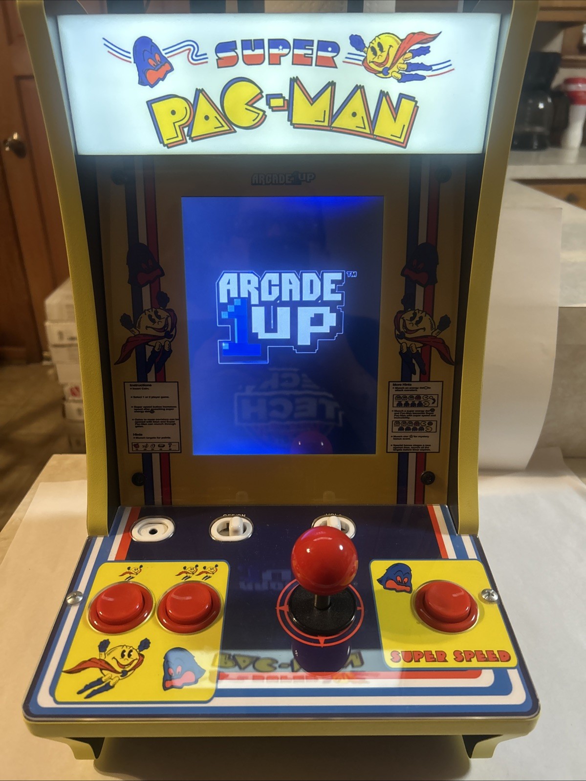 Arcade 1UP Super PAC-Man Counter Top Arcade Machine 4 Games – Tested/Working!