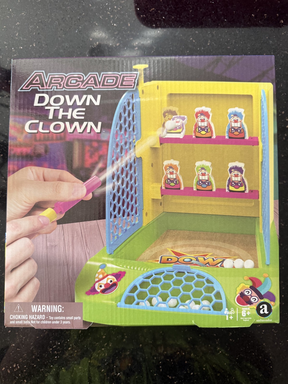 Ambassador Down the Clown Tabletop Arcade Ball Toss Game 6+ Plastic GA2103MS