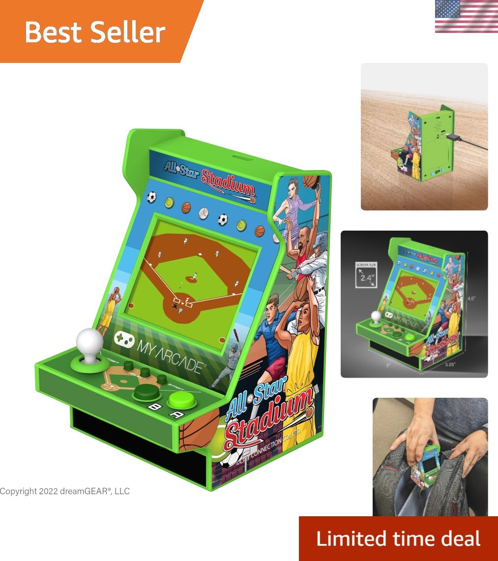 All Star Stadium Nano Player – Portable Mini Arcade w/207 Retro Games, 2.4″ S…