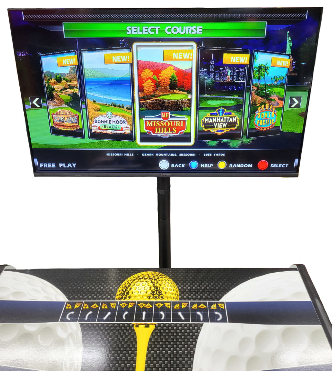 GOLDEN TEE 2024 Golf NEW Pedestal Cabinet Arcade Sports Game Fore! 40″ LCD