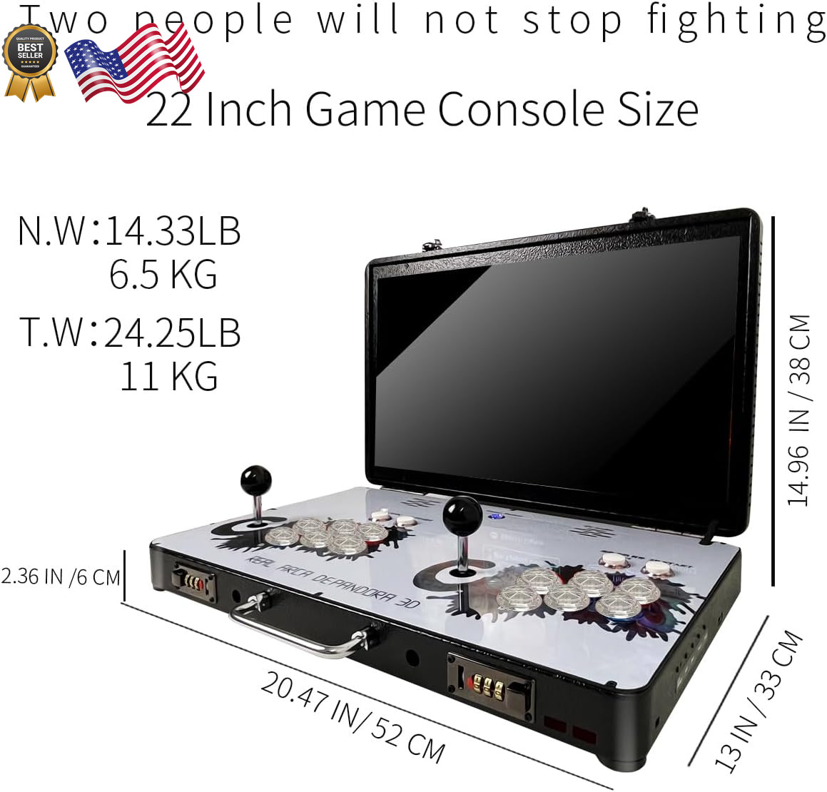 Portable 20000 in 1 Metal Box 3D Arcade Game Console 22 inch Screen Retro