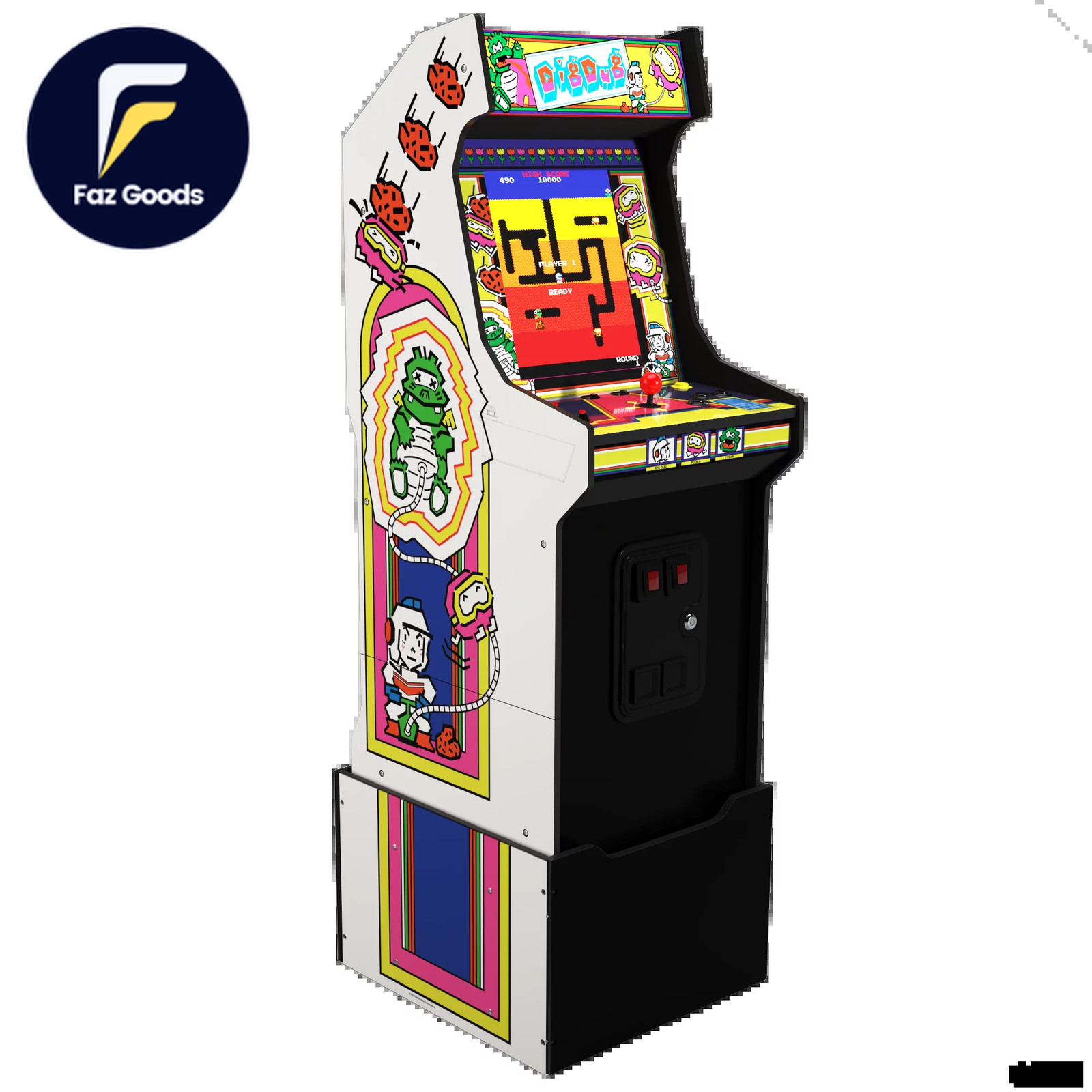 Arcade1Up Dig Dug Bandai Namco Legacy Edition Arcade with Riser and Light-Up Ma