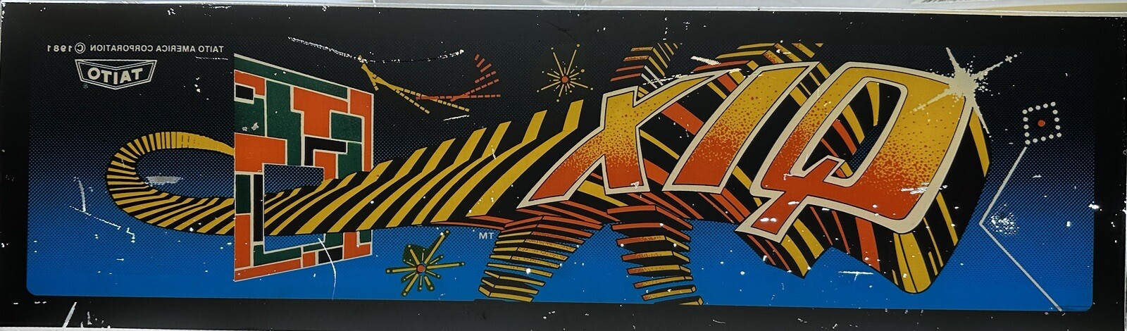 Two Vintage Arcade Video Game Original Marquee “Quix”