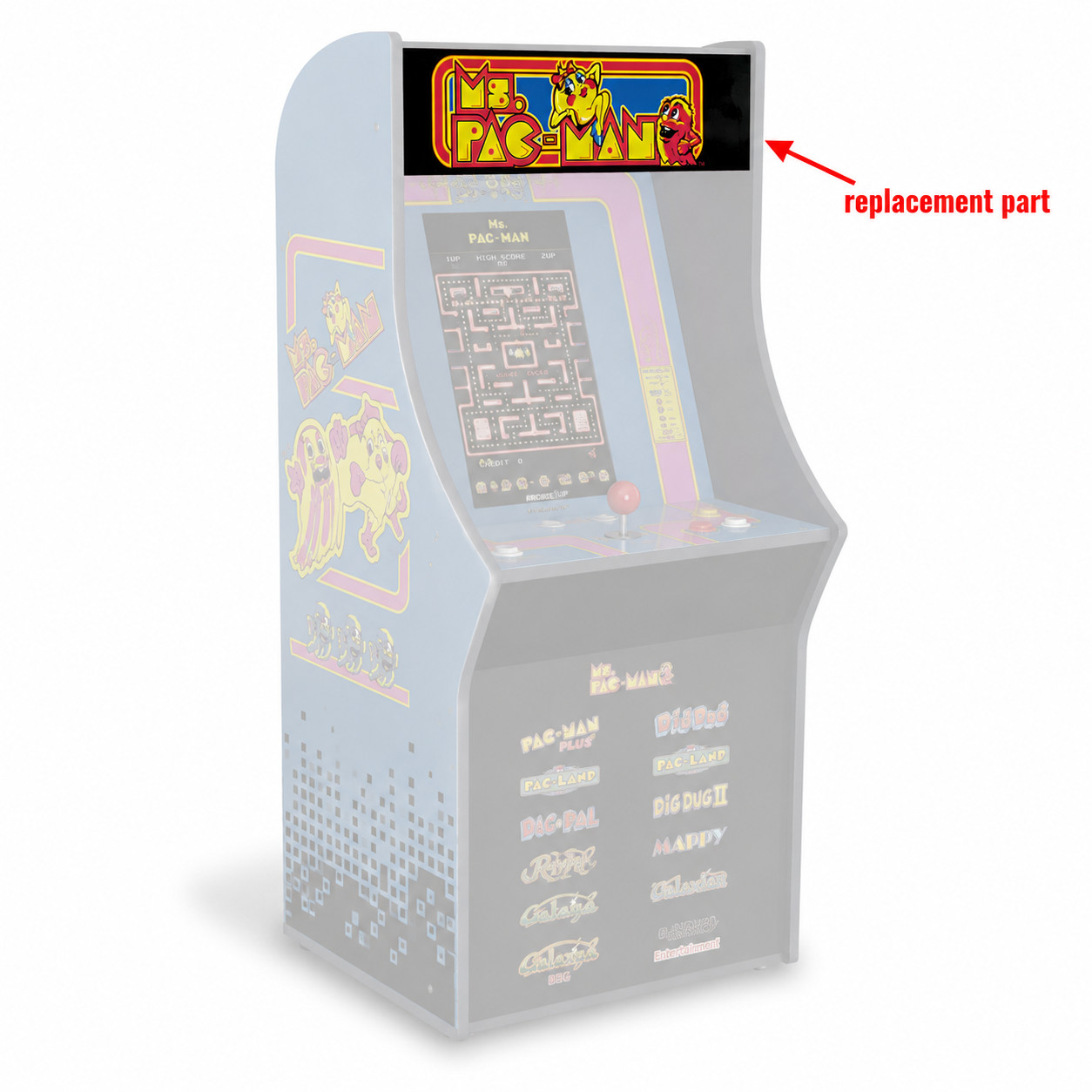 Arcade1Up Ms. Pac-Man Classic SE Marquee Part B OEM Replacement Panel Only™