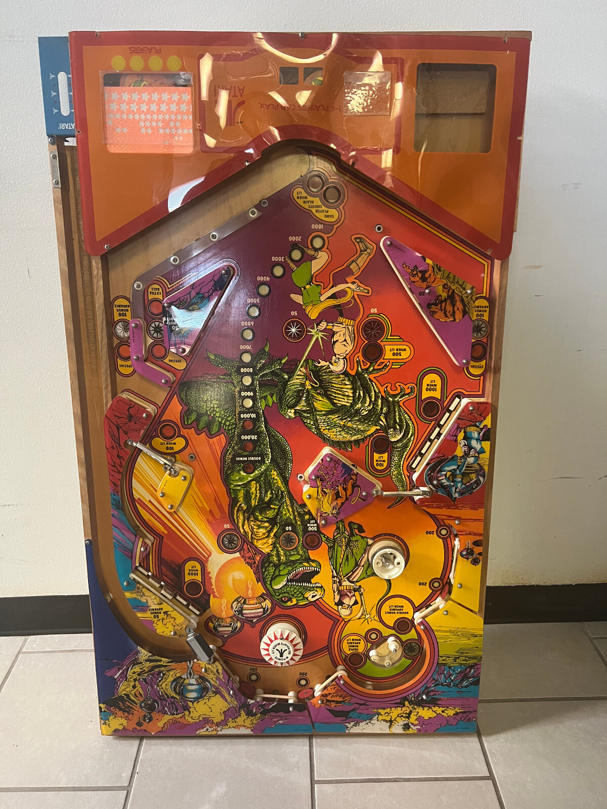 MIDDLE EARTH by ATARI 1978 Pinball PLAYFIELD (POPULATED)