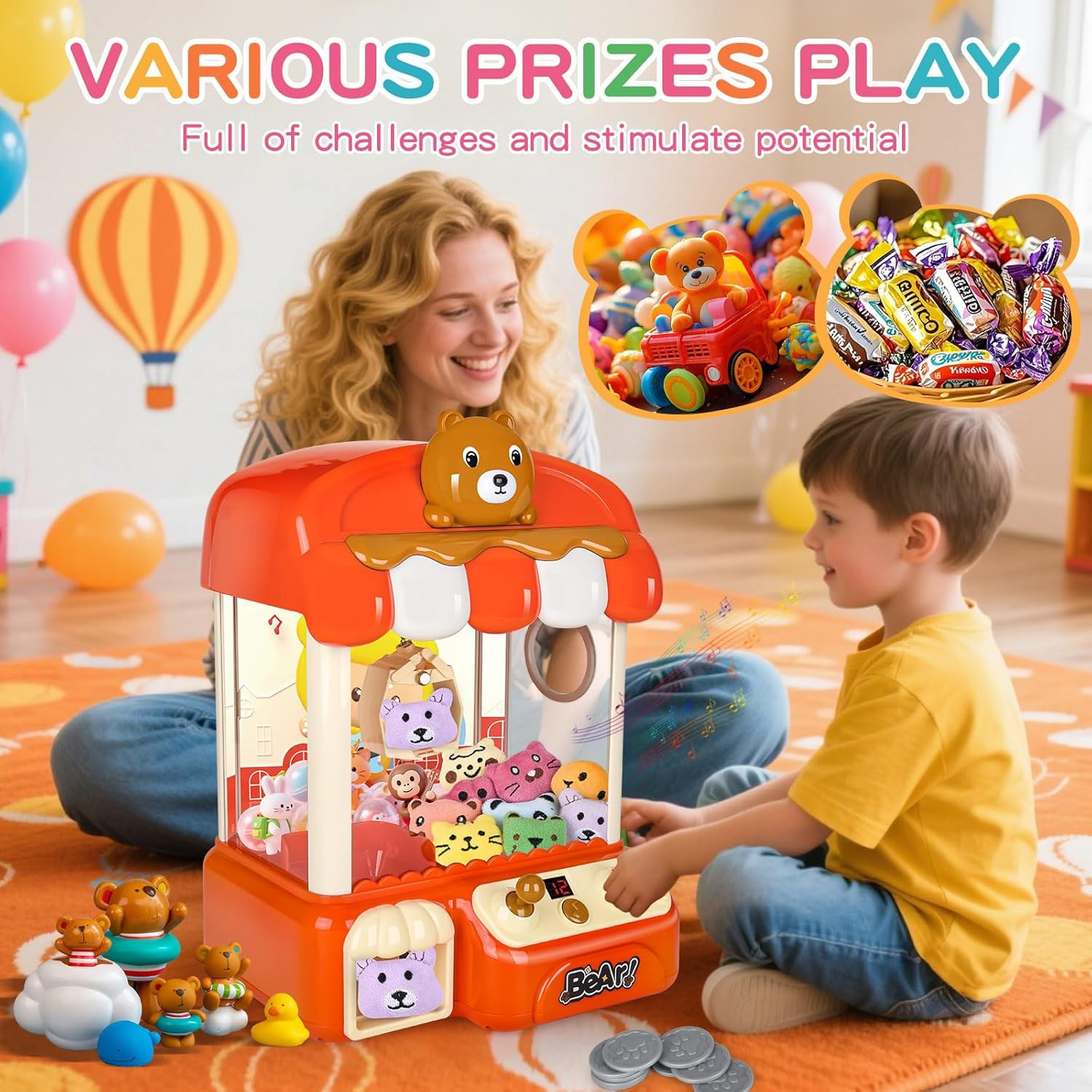 Large Claw Machine for Kids with Toys Inside,Arcade Size Toys for 3 4 5 6 7 8 Ye