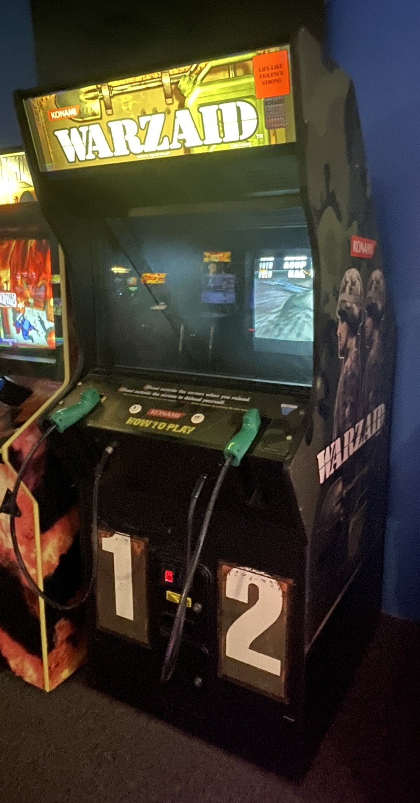 Rare HTF Working Konami Warzaid Arcade Shooting 2 Player Gun Video Game