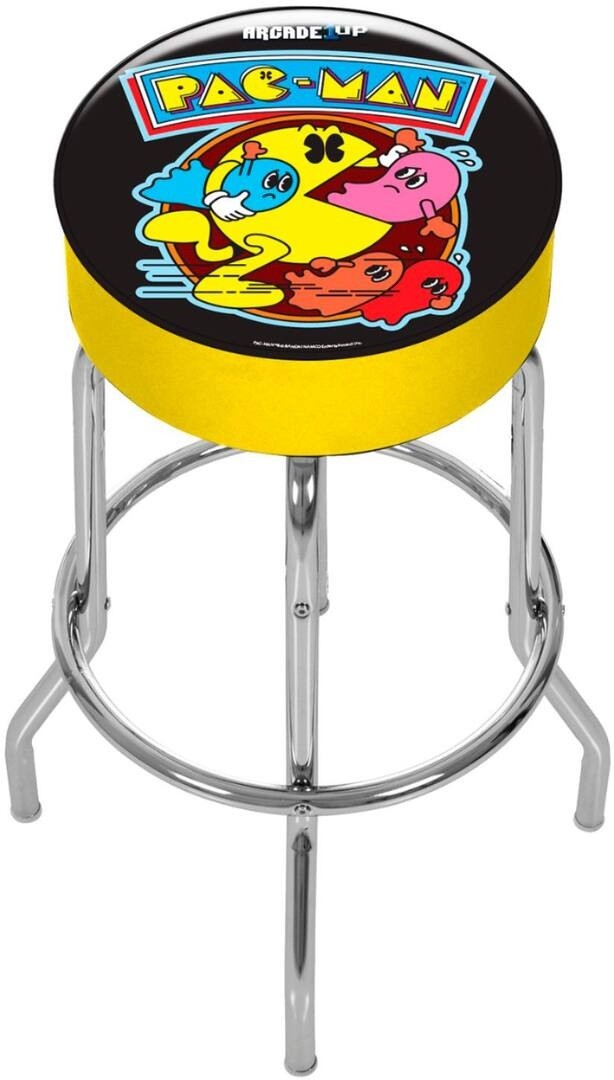 Arcade1Up Pac-Man Padded Gaming Stool Chrome