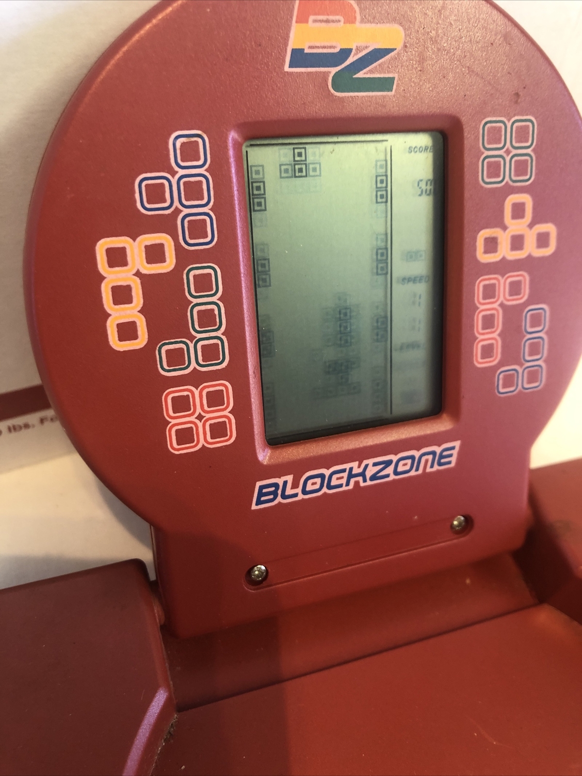 Retro BZ Blockzone Mini Handheld Portable Video Game Color Red Used