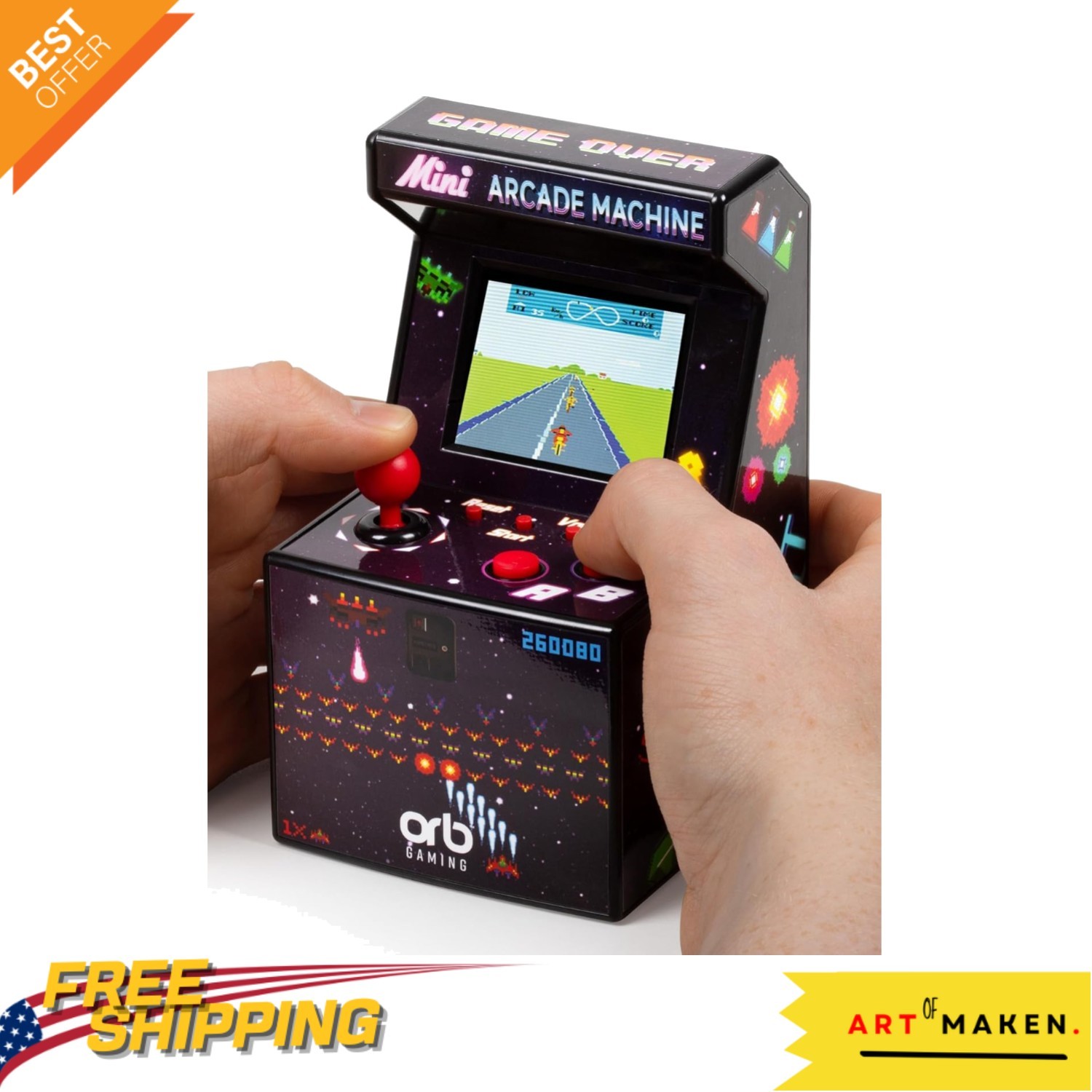 Nostalgic Mini Arcade Machine – 240 Pre-installed 8-Bit Games On-the-Go